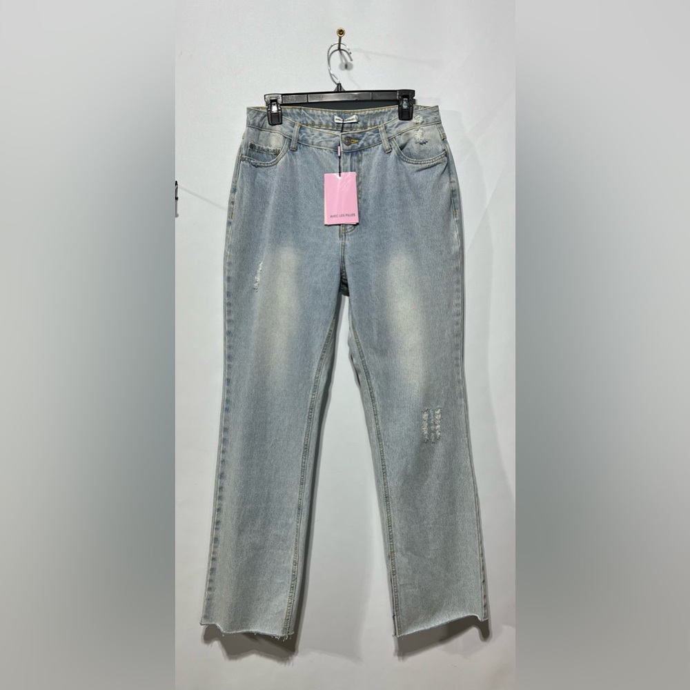 Avec Les Filles High Rise Straight Blue Jeans Size 30 Inseam 30”‎ New With Tags